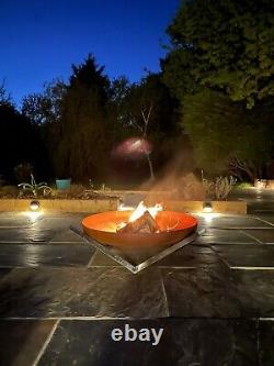 Luxury XL Fire Pit, Corten Steel Bowl & Stainless Legs. FREE delivery