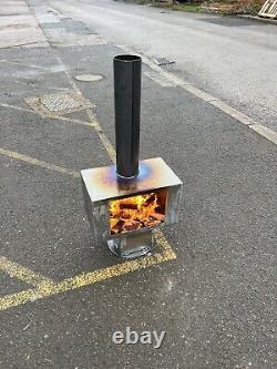 MILD Steel Outdoor Camping Log Wood Stove Burner Fire Pit Chiminea Any Size