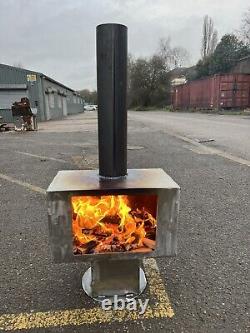 MILD Steel Outdoor Camping Log Wood Stove Burner Fire Pit Chiminea Any Size