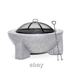 MgO Fire Pit, Round with BBQ Grill, Ø75cm Light Grey