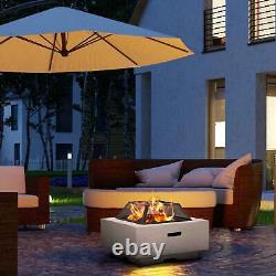 MgO Fire Pit, Square with BBQ Grill & Poker Light Grey