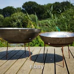 Mild Steel Fire Pit with Iron Stand Burner Garden Heater Camping Rust Bonfire