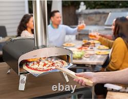 Mimiuo Outdoor Wood & Pellet Fired Pizza Oven for Garden, Black Coated Classic &