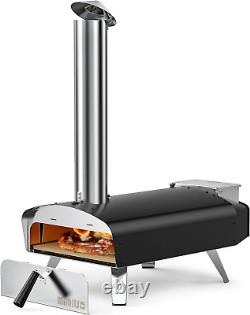 Mimiuo Outdoor Wood & Pellet Fired Pizza Oven for Garden, Black Coated Classic &