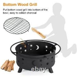 Moon & Stars Fire Pit, BBQ Grill. Round Fire Bowl FREE COVER & DELIVERY