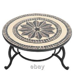 Mosaic Fire Pit Brazier Outdoor BBQ Grill Table Stove Heater Barbeque Firepit