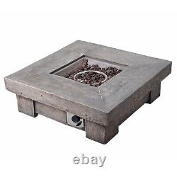 NEW Outdoor Garden Gas Fire Pit Table Heater with Lava Rocks & Cover