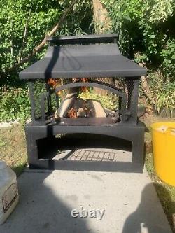 Neo Outdoor Fire Pit Log Burner With Mesh Surround and Storage Black