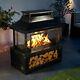 Neo Steel Outdoor Log Burner Fire Pit Chiminea Heater Mesh Surround And Storage