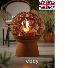 OXIDISED Steel Fire Pit Globe Garden Heater Patio Laser Cut Designs Centre Piece