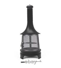 Outdoor 1.75m Steel Chiminea Fireplace with Cooking Grill Collection Only