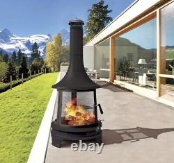 Outdoor 1.75m Steel Chiminea Fireplace with Cooking Grill Collection Only