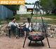 Outdoor Bbq Fire Pit Bowl Tripod Hanging Grill Adjustable Camping Heater Burner