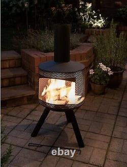 Outdoor Black Steel Chiminea Fire Pit Garden Chimney Heating Patio Heater