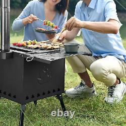 Outdoor Camping Travel Fire Wood Burner Stove with Pipe For Heating Cooking BBQ