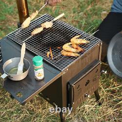 Outdoor Camping Travel Fire Wood Burner Stove with Pipe For Heating Cooking BBQ