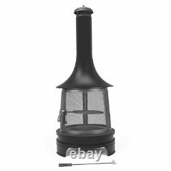 Outdoor Chimney Fire Pit Large Tall Wood Burning Chiminea Fireplace Grill Steel
