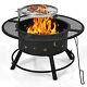 Outdoor Fire Pit 2-in-1 Wood Burning Fireplace With Adjustable Swivel Bbq Grate