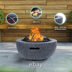 Outdoor Fire Pit BBQ Fire Bowl With Magnesium Oxide Base Cooking Grate Fire