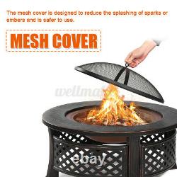 Outdoor Fire Pit BBQ Firepit Brazier Garden Round Table Stove Patio Heater 82cm