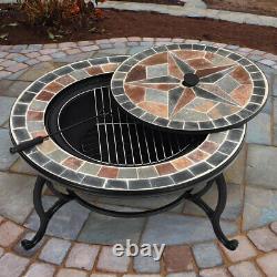 Outdoor Fire Pit BBQ Firepit Brazier Garden Round Table Stove Patio Heater Grill