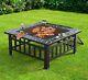 Outdoor Fire Pit Bbq Large Firepit Brazier Square Stove Patio Heater Xmas Gift