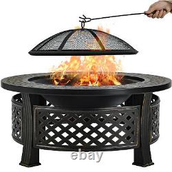 Outdoor Fire Pit Big Round Fire Bowl Garden Patio Heater BBQ Grill Metal Brazier