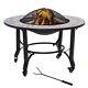 Outdoor Fire Pit Bowl 2-in-1 On Wheels, Patio Heater & Cooking Bbq Grill, Mosaic