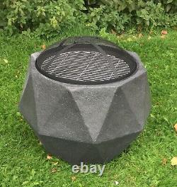 Outdoor Fire Pit Bowl & BBQ Grill Hexagon Patio Fire LARGE Outdoor Fire Pit 64cm