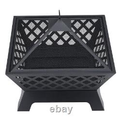 Outdoor Fire Pit Bowl Firepit with Spark Guard & Poker for Wood & Charcoal 25'