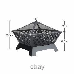 Outdoor Fire Pit Bowl Firepit with Spark Guard & Poker for Wood & Charcoal 25'
