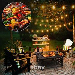 Outdoor Fire Pit Firepit Brazier Garden Square Table Stove Patio Heater 82cm