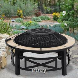 Outdoor Fire Pit Firepit Patio Heater With Bbq Grill Spoker Garden Brazier Stove