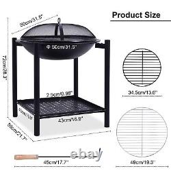 Outdoor Fire Pit, Patio Heater Wood Charcoal Burner Brazier with Grill Rack Poke