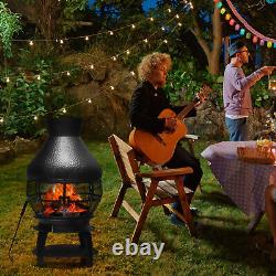 Outdoor Fire Pit Portable Chimenea Fireplace Wood/Coal Burning Heater withCover