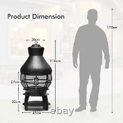 Outdoor Fire Pit Portable Chimenea Fireplace Wood/Coal Burning Heater withCover