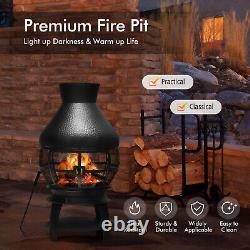 Outdoor Fire Pit Portable Chimenea Fireplace Wood/Coal Burning Heater withCover