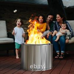 Outdoor Fire Pit, Portable Stainless Steel Smokeless Wood Burning