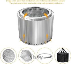 Outdoor Fire Pit, Portable Stainless Steel Smokeless Wood Burning