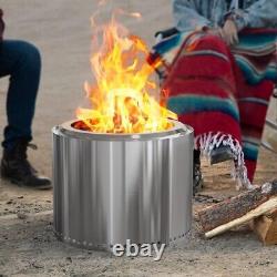 Outdoor Fire Pit, Portable Stainless Steel Smokeless Wood Burning