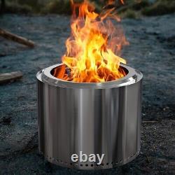 Outdoor Fire Pit, Portable Stainless Steel Smokeless Wood Burning