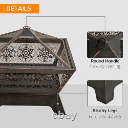 Outdoor Fire Pit Portable Wood Burning Firepit with Spark Screen Cover for Patio