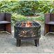 Outdoor Fire Pit And Bbq Bowl Round Garden Patio Extra Large Barbecue Grill Log