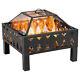 Outdoor Fire Pit With Screen Cover, Wood Burner, Log Burning Bowl