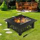 Outdoor Garden Bbq Fire Pit Large Brazier Square Stove Patio Heater Grill 81cm
