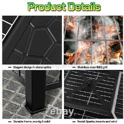 Outdoor Garden BBQ Fire Pit Large Brazier Square Stove Patio Heater Grill 81CM