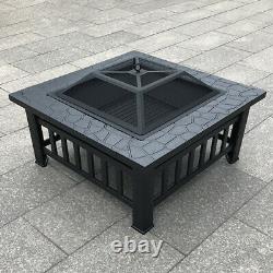 Outdoor Garden BBQ Firepit Wood/Charcoal Fire Pit Heater Brazier Stove Table XL
