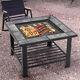 Outdoor Garden Fire Pit Log Table Wood Stove Burner Bbq Grill Lid &storage Shelf