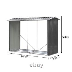 Outdoor Large Metal Log Store Shed Tools Storage Shed Garden Fire Wood Shelter