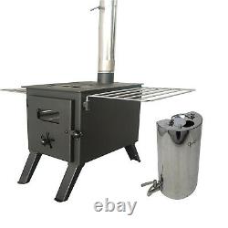 Outdoor Log Stove Epping Log Burner Camp Fire with Wing Racks & Water Heater